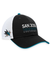 FANATICS MEN'S FANATICS BLACK SAN JOSE SHARKS AUTHENTIC PRO RINK TRUCKER ADJUSTABLE HAT