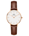 DANIEL WELLINGTON WOMEN'S PETITE SAINT MAWES BROWN LEATHER WATCH 28MM