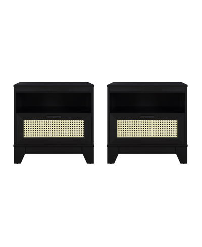 Manhattan Comfort Set Of 2 Sheridan Nightstands In Black