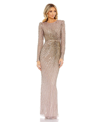 Mac Duggal Women's Embellished Puff Sleeve Side Knot Gown In Mocha