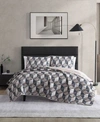 Kenneth Cole New York Gridwork Reversible Quilt Set In Tan
