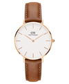 Daniel Wellington 28mm Classic Petite Durham Watch W/ Leather Strap In Brown