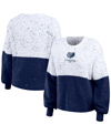 Wear By Erin Andrews Women's  White, Navy Memphis Grizzlies Color-block Pullover Sweater In White,navy