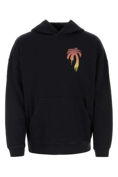 Palm Angels Man Black Cotton Oversize Sweatshirt