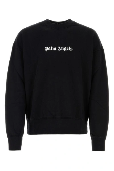 Palm Angels Man Black Cotton Oversize Sweatshirt