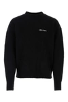 PALM ANGELS PALM ANGELS MAN BLACK STRETCH WOOL BLEND SWEATER