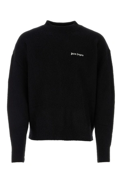 PALM ANGELS PALM ANGELS MAN BLACK STRETCH WOOL BLEND SWEATER