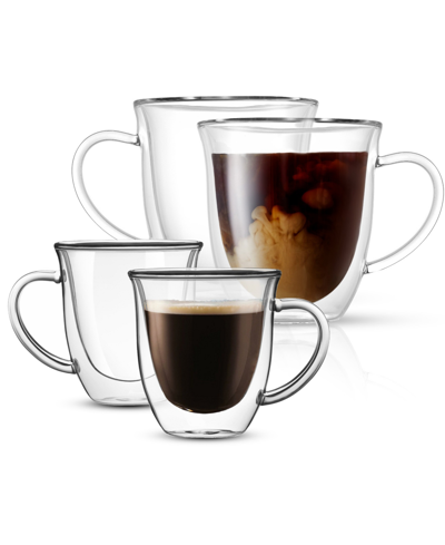 Joyjolt Glass Double Wall Mug Collection, Set Of 4 In Clear