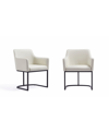 Manhattan Comfort Serena 2-piece Faux Leather Upholstered Dining Armchair Set In Cream
