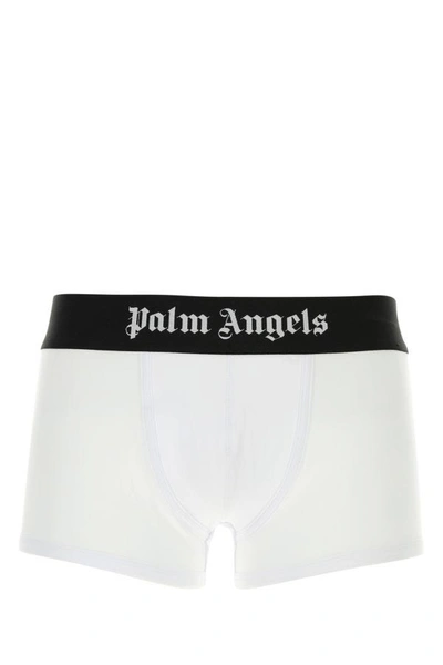 Palm Angels White Cotton Boxers With Logo