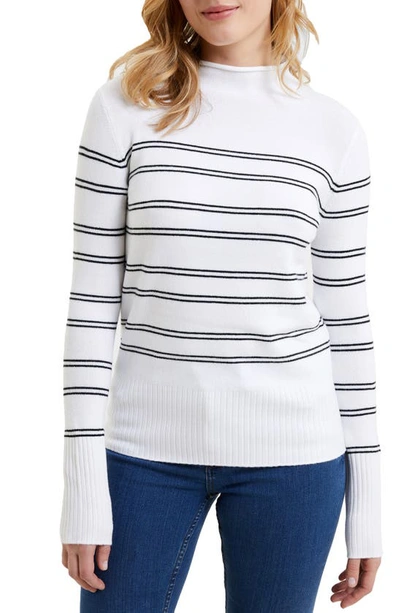 French Connection Babysoft Fitted Sweater In White/ Blac