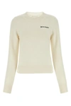 PALM ANGELS PALM ANGELS WOMAN IVORY WOOL BLEND SWEATER