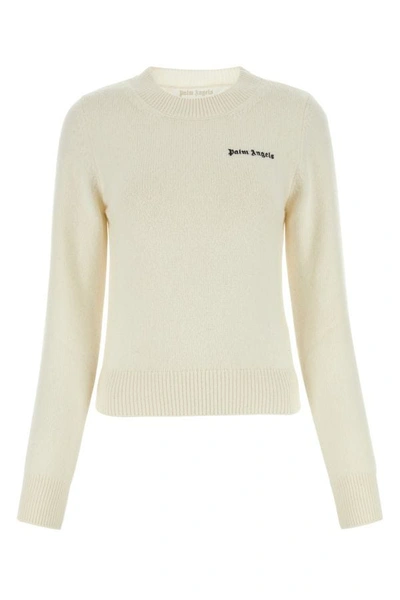 PALM ANGELS PALM ANGELS WOMAN IVORY WOOL BLEND SWEATER