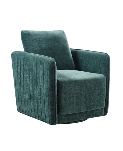 Madison Park 29.5" Kaley Wide Fabric Upholstered 360 Degree Swivel Chair In Green