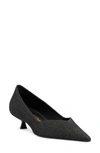 Stuart Weitzman Eva Kitten Heel Pointed Toe Pump In Black Leather