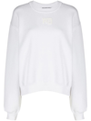 Alexander Wang Women Essential Terry Crew Sweatshirt With Puff Paint Logo In White