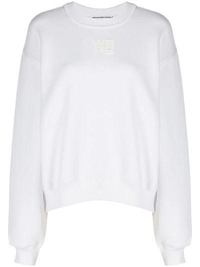 Alexander Wang Essential Terry Crew Sweatshirt With Puff Paint Logo Clothing In White