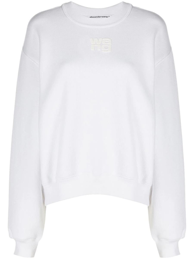 ALEXANDER WANG ALEXANDER WANG ESSENTIAL TERRY CREW SWEATSHIRT WITH PUFF PAINT LOGO CLOTHING