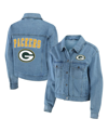 Wear By Erin Andrews Green Bay Packers Full-snap Denim Jacket In Blue