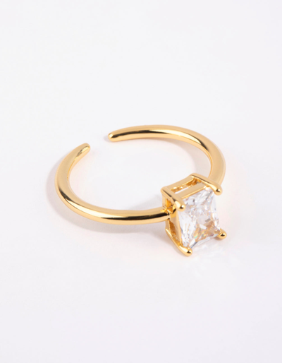Lovisa Gold Emerald Cut Cubic Zirconia Ring In Multi