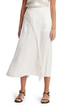 Vince Asymmetric Fringe Midi Skirt In Sandstone