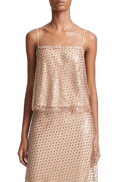 Vince Beaded Sequin Cami In Fawn