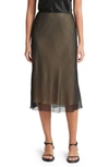 Vince Layered Slip Skirt In Black/cham