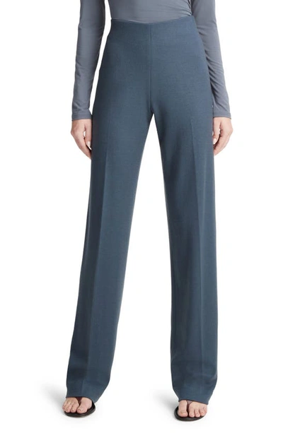 Vince Cozy High Waist Wool Blend Wide Leg Pants In Pacific Azure