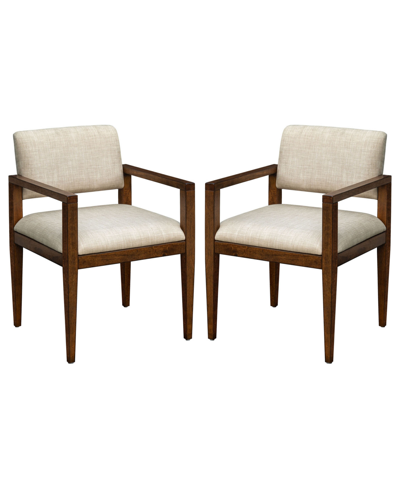 INK+IVY 22.5" 2-PC. BENSON WIDE FABRIC UPHOLSTERED DINING CHAIRS WITH ARMS