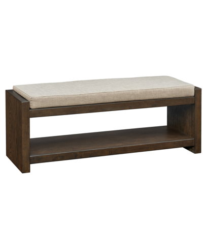 Madison Park 48" Ivan Wide Wood Accent Bench With Lower Shelf In Brown