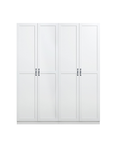 Manhattan Comfort Hopkins 2-piece Medium Density Fibreboard 4-shelf Storage Closet Set In White