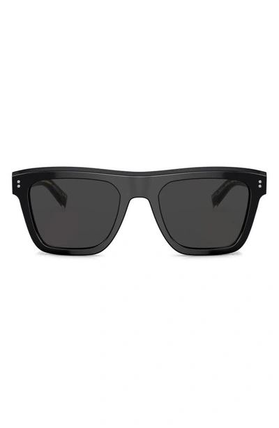 Dolce & Gabbana Men's Square Logo Sunglasses In Black