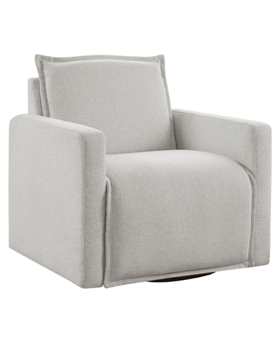 Madison Park 33" Kubrick Wide Fabric Swivel Chair In Ivory