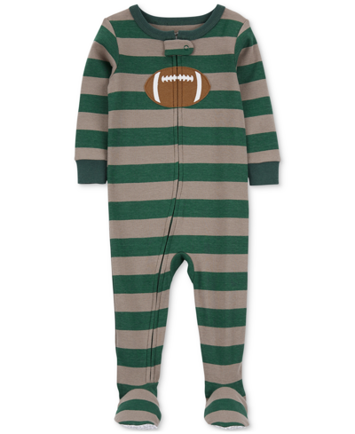 Carter's Babies' Toddler Boys 1-piece Football 100% Snug-fit Cotton Footed Pajama In Green