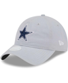 NEW ERA WOMEN'S NEW ERA GRAY DALLAS COWBOYS MAIN CORE CLASSIC 2.0 9TWENTY ADJUSTABLE HAT