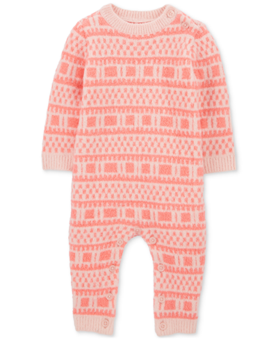 Carter's Baby Girls Sweater-knit Jumpsuit In Pink