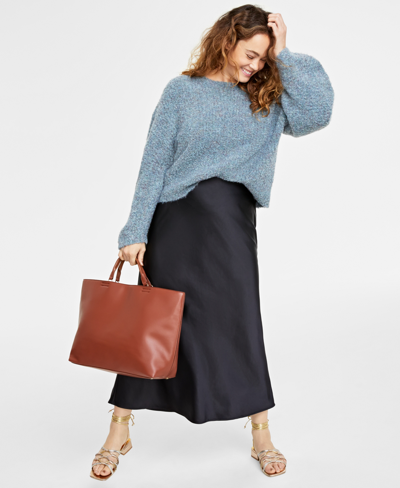 On 34th Women's Marled Boucle Sweater, Created For Macy's In Light Blue Grey