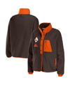 Wear By Erin Andrews Brown Cleveland Browns Polar Fleece Raglan Full-snap Jacket In Brown