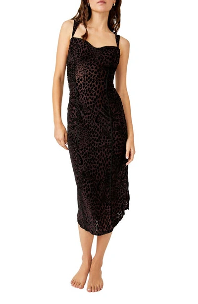 Free People In My Heart Velvet Burnout Midi Dress In Brown