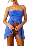 Free People Naeva Strapless Asymmetric Hem Top In Mazarine