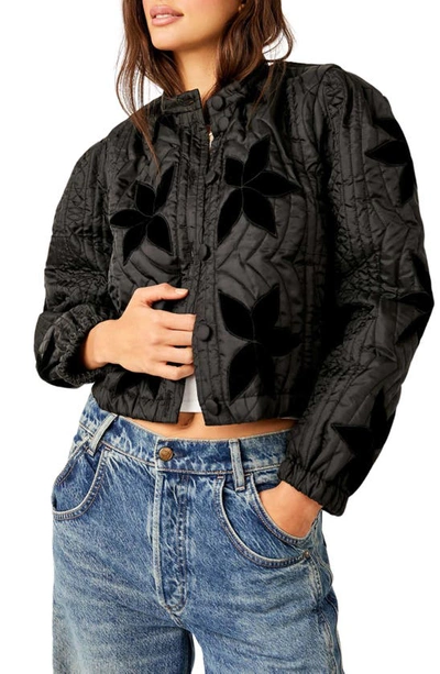 Free People Quinn Quilted Crop Jacket In Black