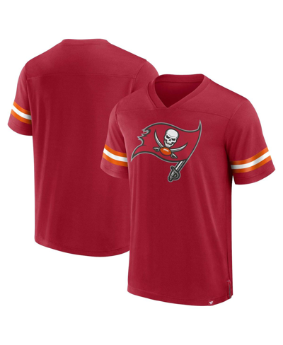 Fanatics Men's  Red Tampa Bay Buccaneers Jersey Tackle V-neck T-shirt