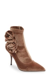 Jeffrey Campbell Florista Pointed Toe Bootie In Natural Crushed Velvet