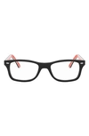 Ray Ban 53mm Square Optical Glasses In Black Red