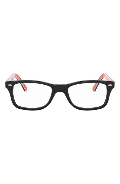 Ray Ban 53mm Square Optical Glasses In Black Red
