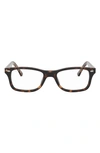 Ray Ban 53mm Square Optical Glasses In Dark Havana