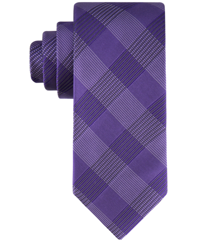 Calvin Klein Men's Aiden Blue Grid Tie In Purple