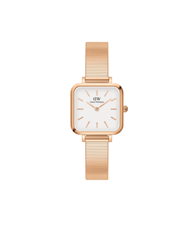 Daniel Wellington Women's Quadro Studio 23k Rose Gold Pvd Plated Stainless Steel Watch 22 X 22mm In White/rose Gold