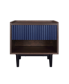 Manhattan Comfort Duane 20.23" Medium Density Fibreboard Ribbed 1-drawer Nightstand In Dark Brown And Navy Blue