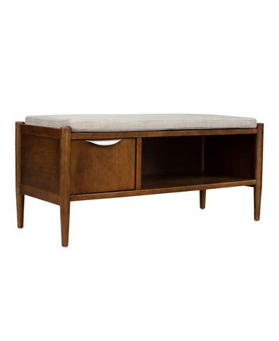 Ink+ivy 42" Arcadia Wide Accent Wood Bench With Storage And Upholstered Cushion In Walnut Brown